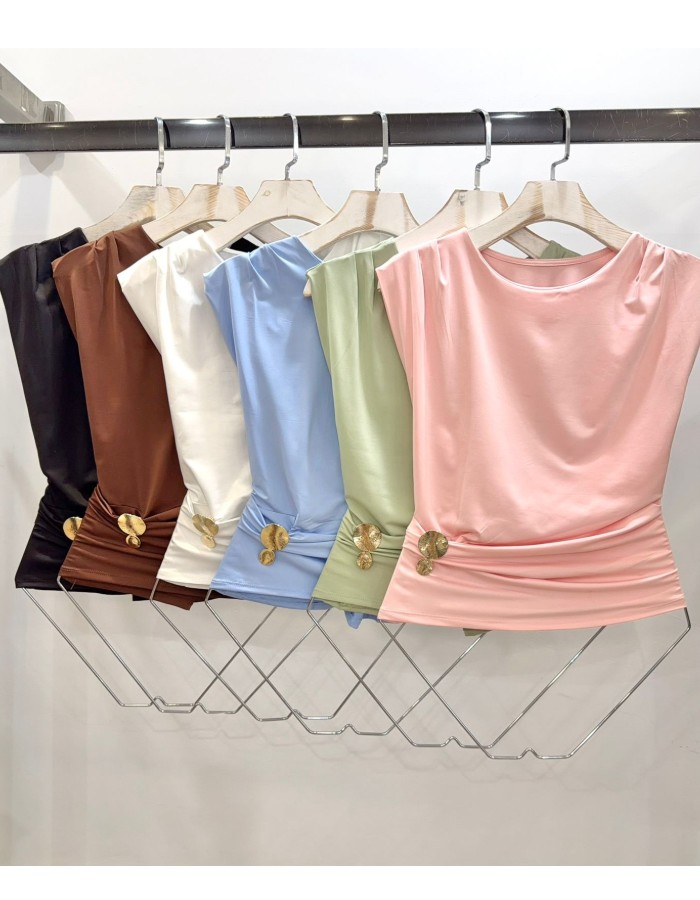 BLUSA POLIAMIDA DRAPEADA C/ FIVELA 