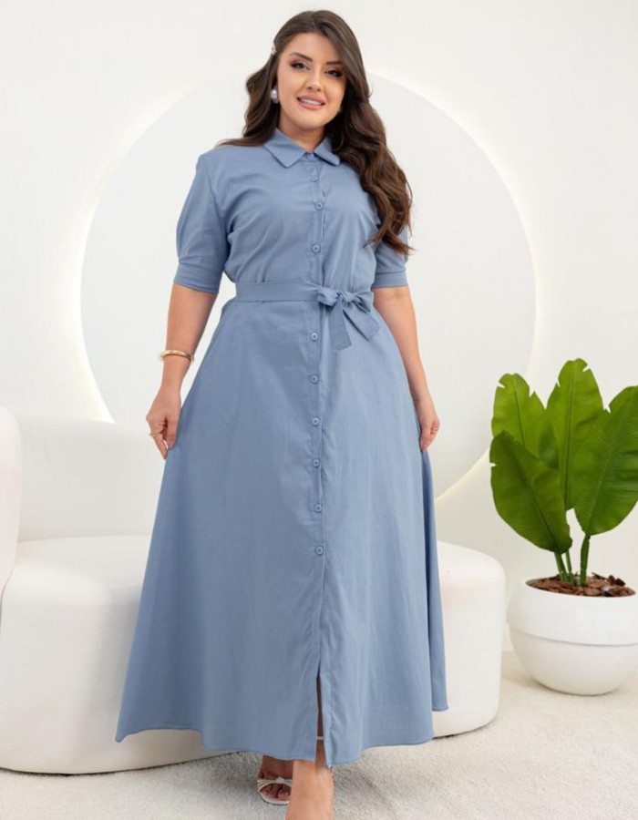 VESTIDO CHEMISE COM BOTÕES FRONTAL  