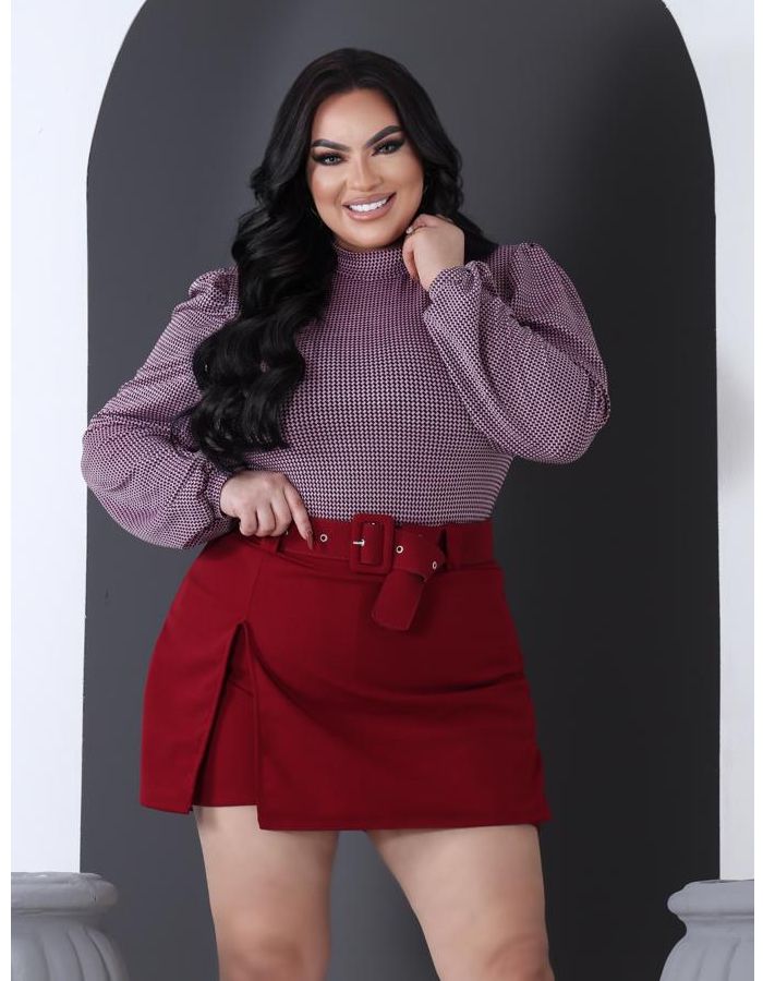 Blusa manga longa princesa gola alta 