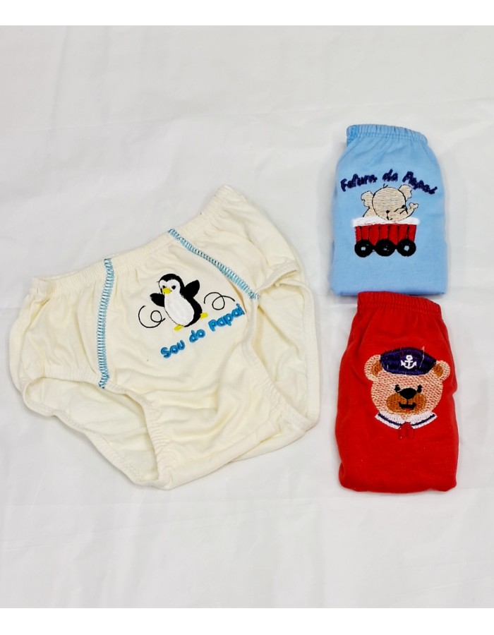 KIT CUECAS BORDADAS COM FRASES 