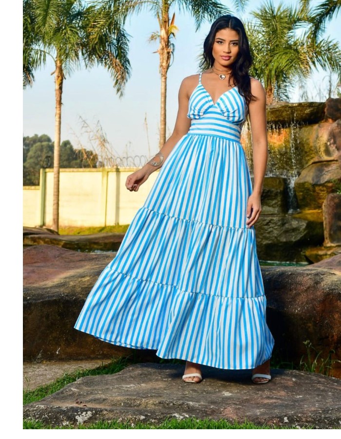 VESTIDO DE LISTRA CREPE