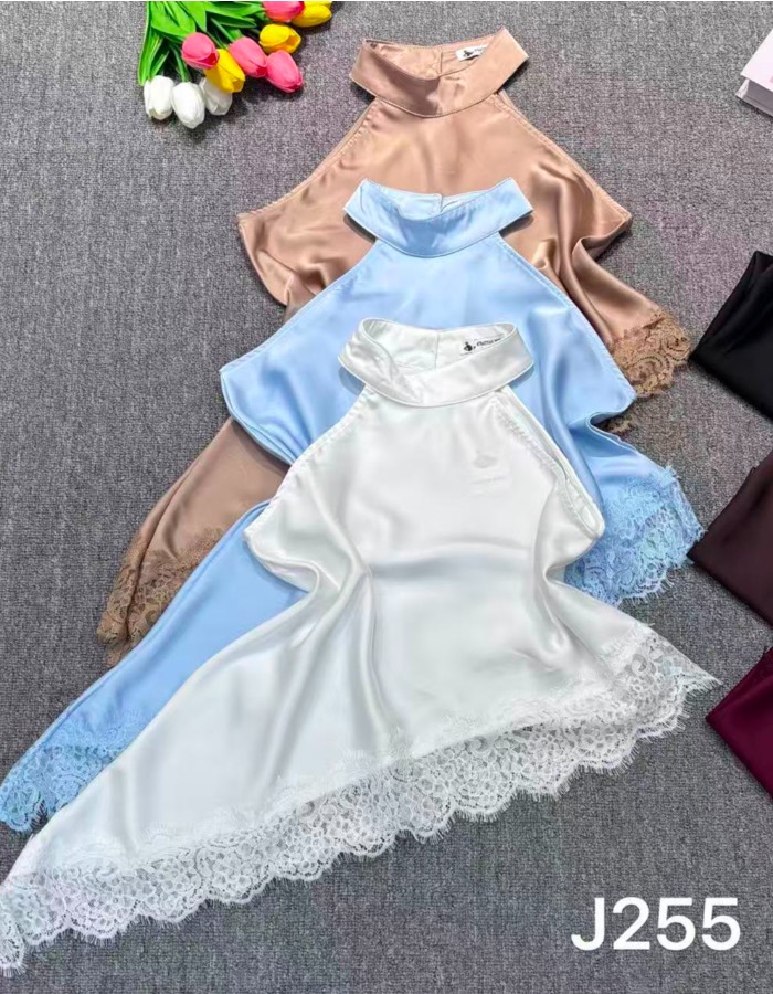 BLUSA CREPE SEDA C/ BABADO NA BARRA