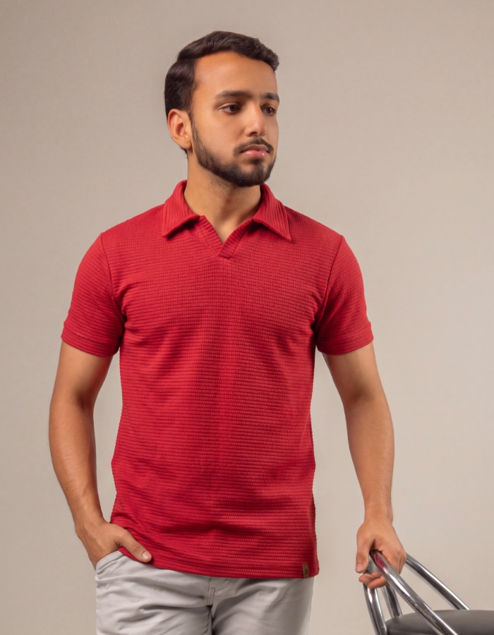 Polo texturizada Tijolinho