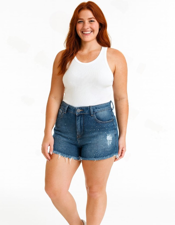 SHORTINHO JEANS FEMININA COM BRILHOS