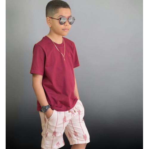 Bermuda flechas com camisa marsala