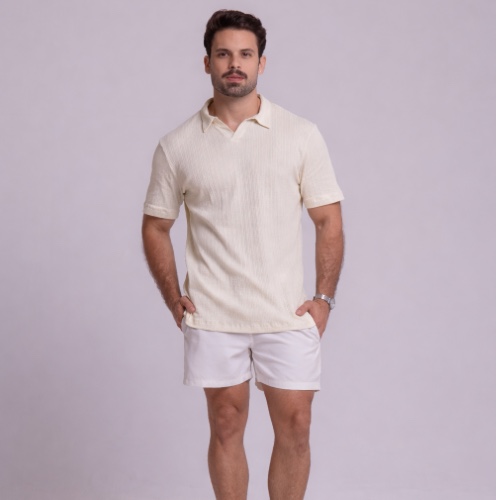 CAMISA GOLA V ELASTANO TEXTURE