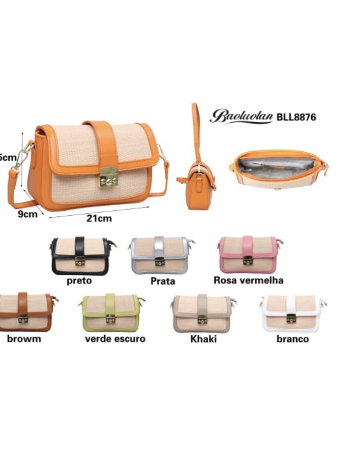BOLSA DE PALHA  COM COURO SITETICO