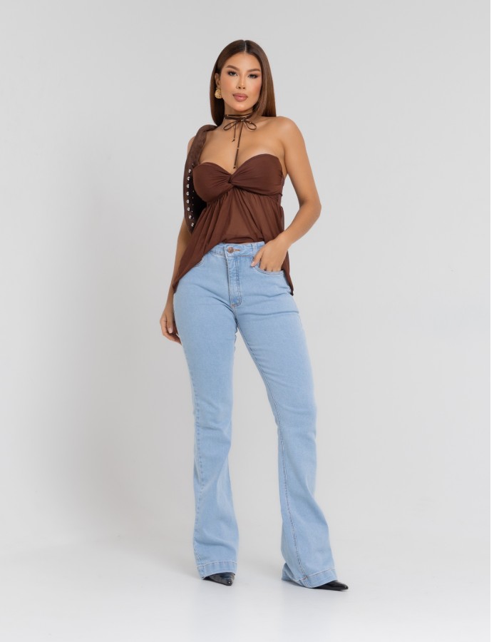 CALÇA FLARE FEM COM LYCRA