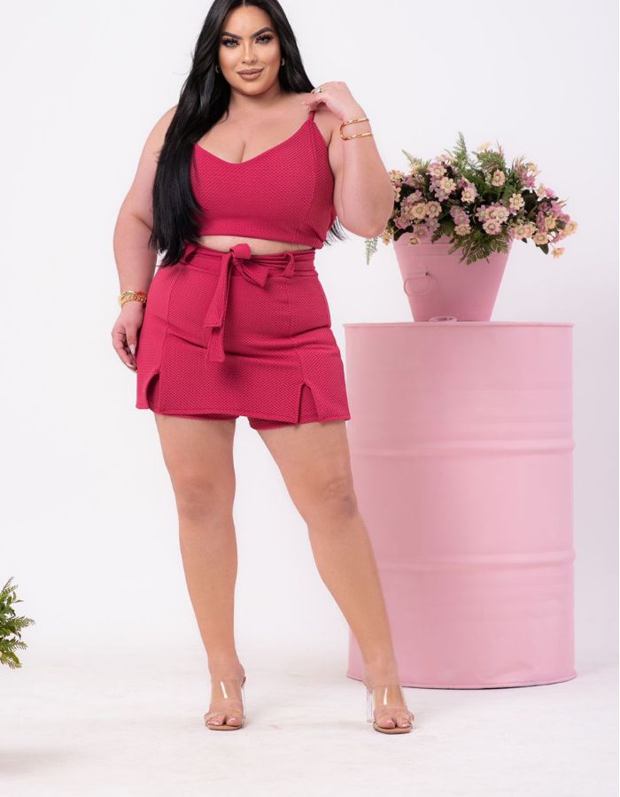 Conj. Top alça c/ short saia 