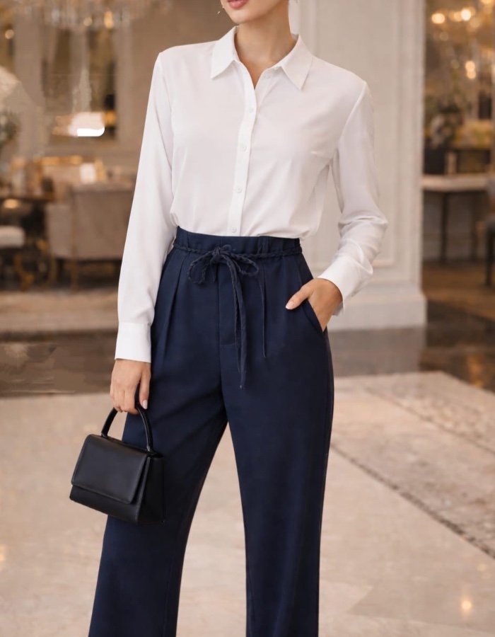 Calça pantalona Com elástico 