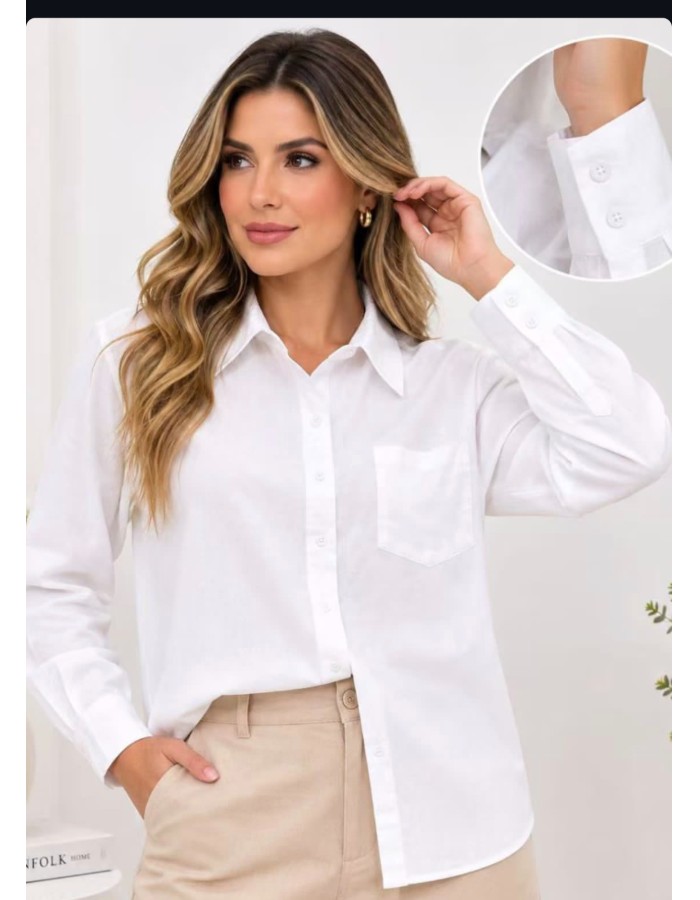 CAMISA DE BOLSO TECIDO LINHO C/ ALGODÃO