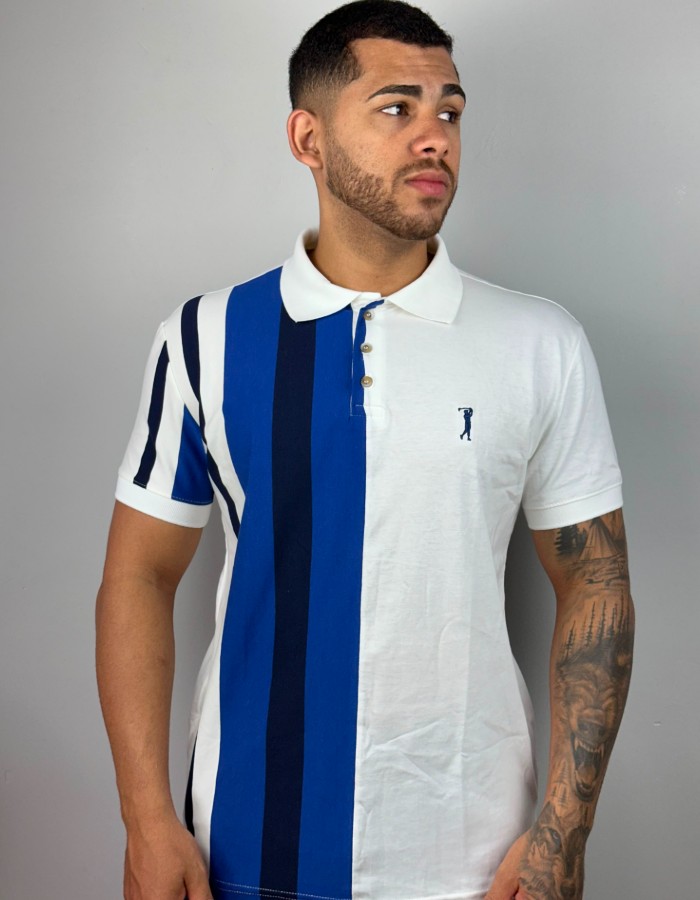 Polo c emenda vertical bordado liso