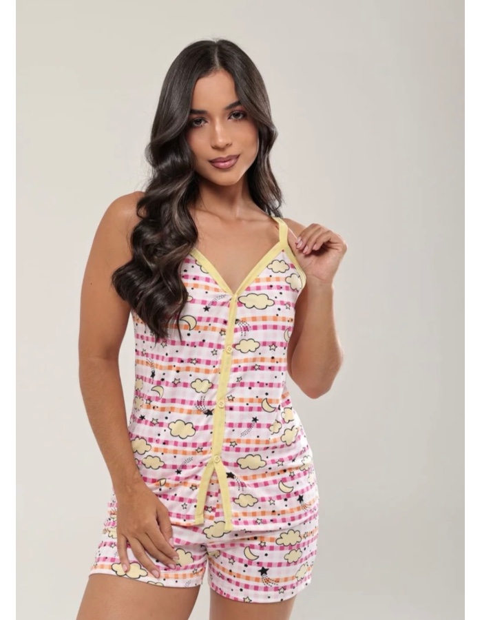 Baby doll americano alça estampado 