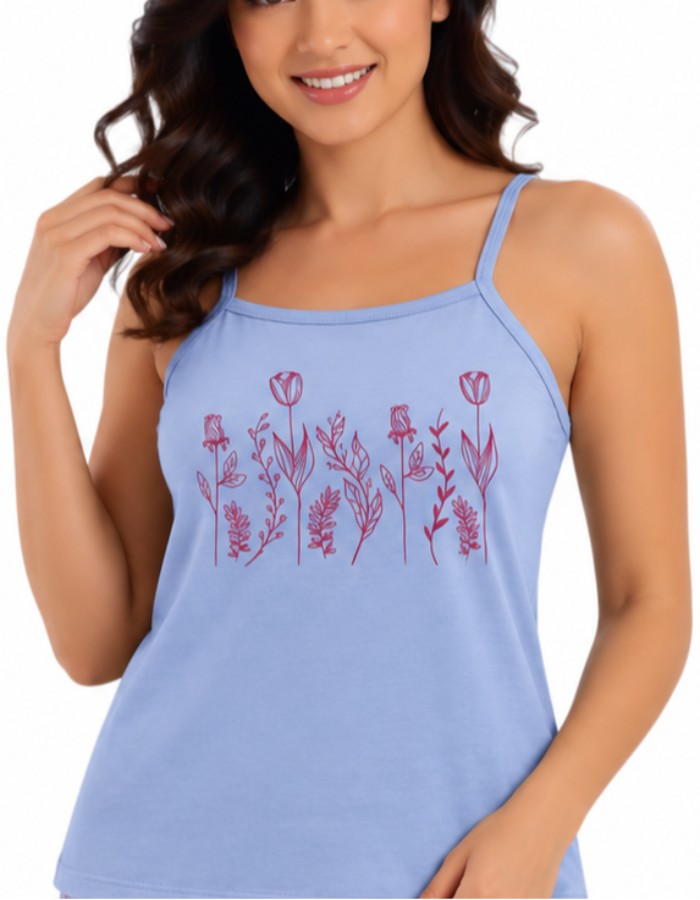 APENAS BLUSA ALÇA-FLORES ROSA