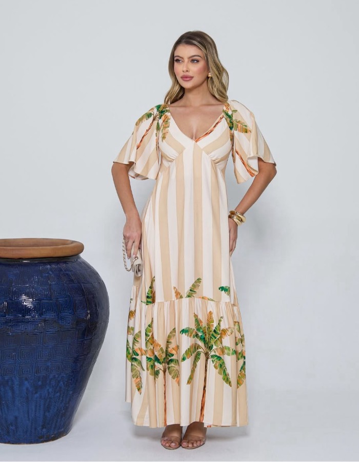 VESTIDO LONGO DECOTE