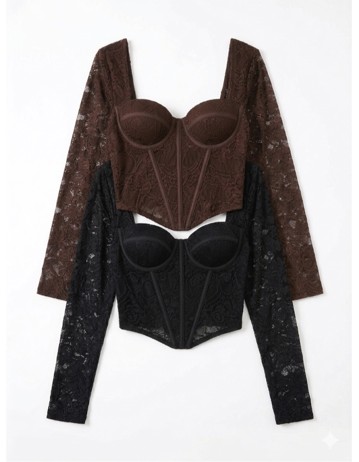 Corset de renda com manga