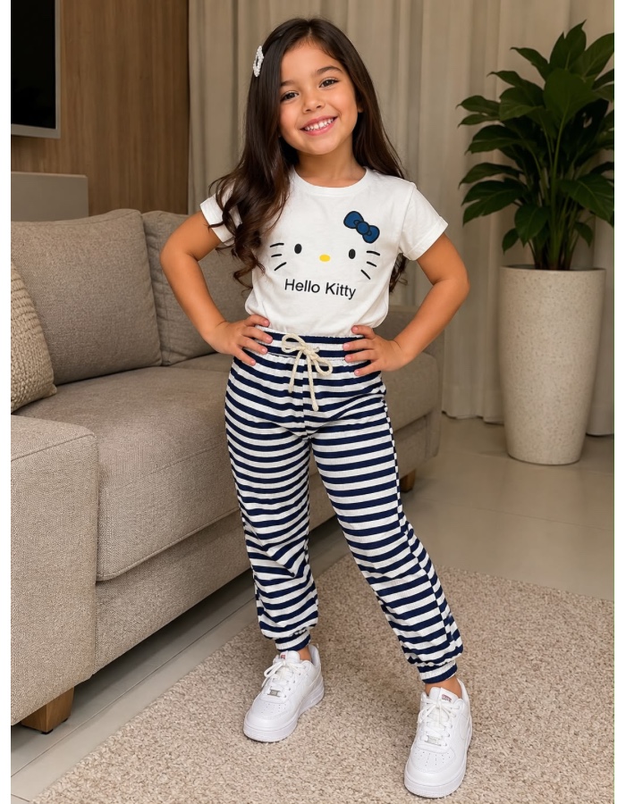 Conjunto calça jolger hello kitty 