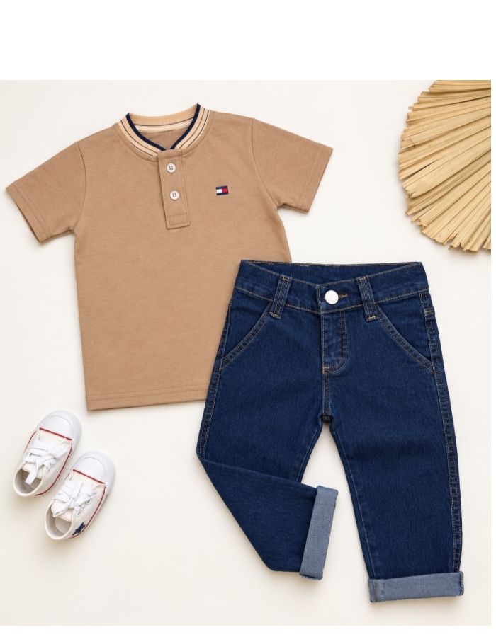 Conjunto gola padre e calça jeans tommy 