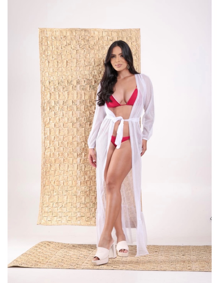 Vestido longo com amarração 