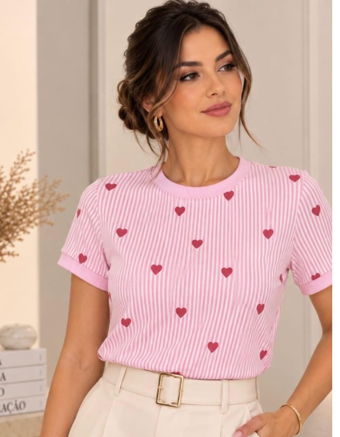 Blusa Coração com listras