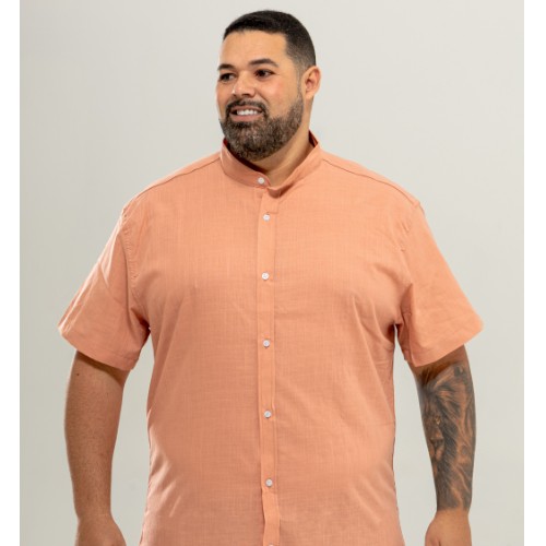 CAMISA MANGA CURTA LINHO GOLA TRADICIONAL PLUS
