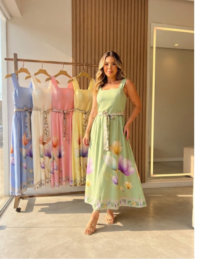 Vestido alça estampado 