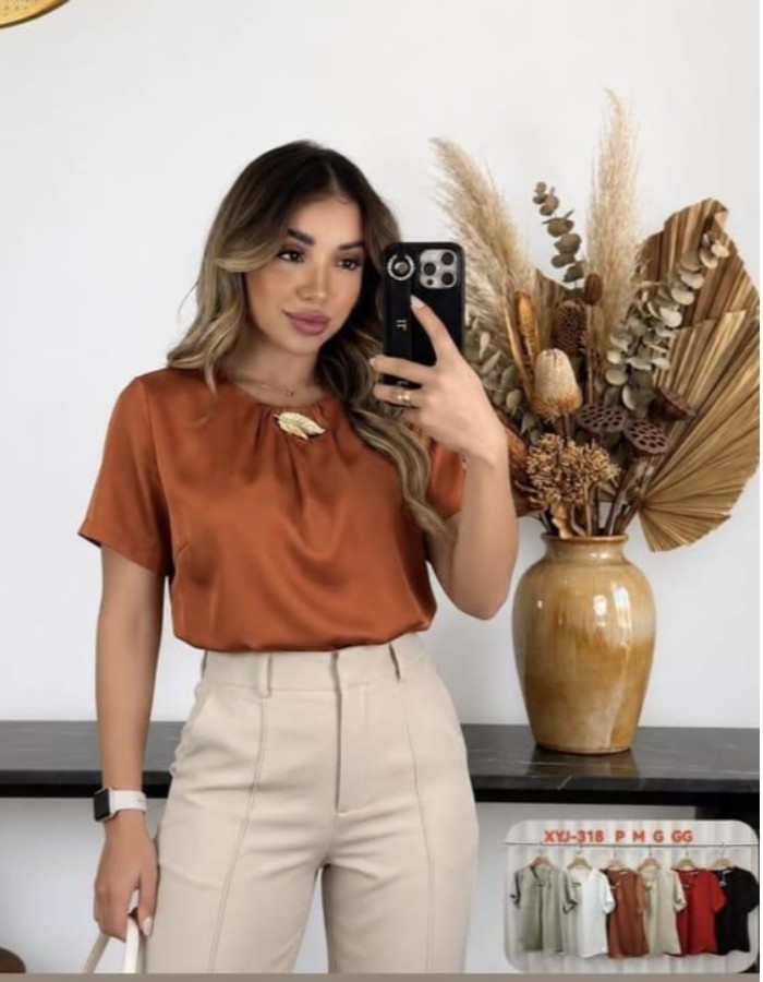 BLUSA CREPE SEDA C/ FIVELA