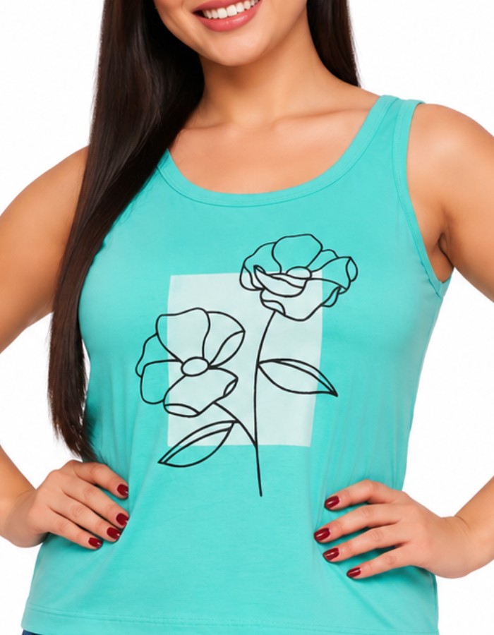 APENAS BLUSA REGATA-FLORES