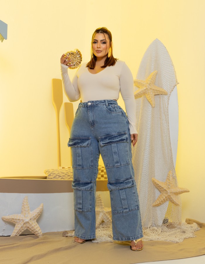 CALÇA PLUS CARGO 100%