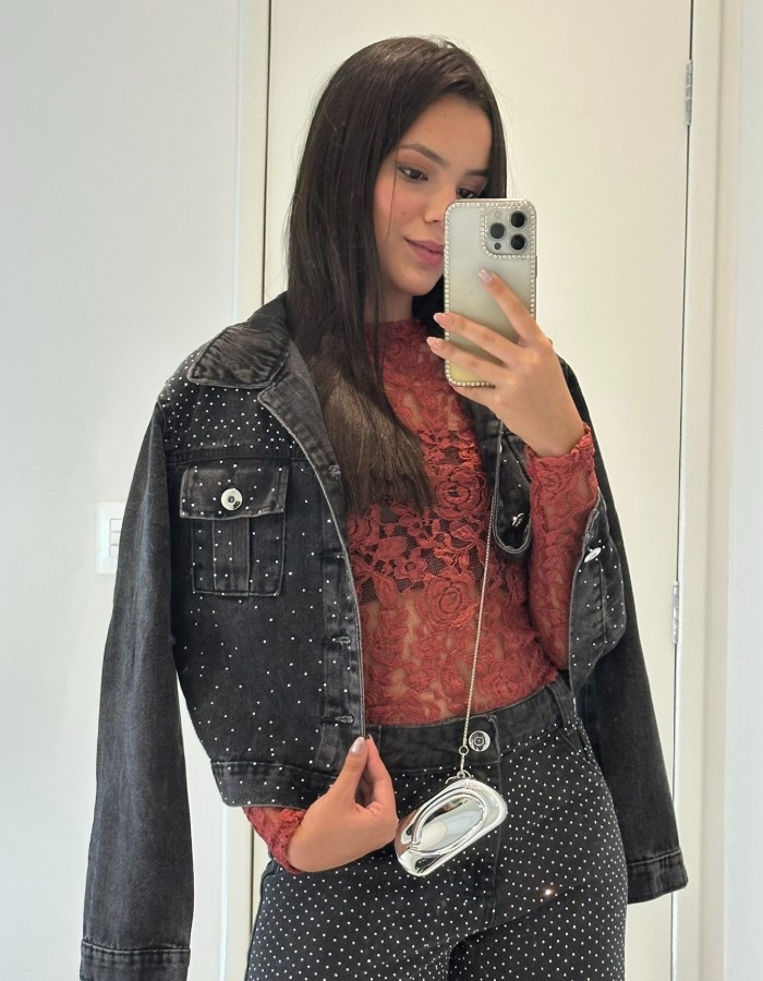 JAQUETA BOLSO CARGO COM BRILHO