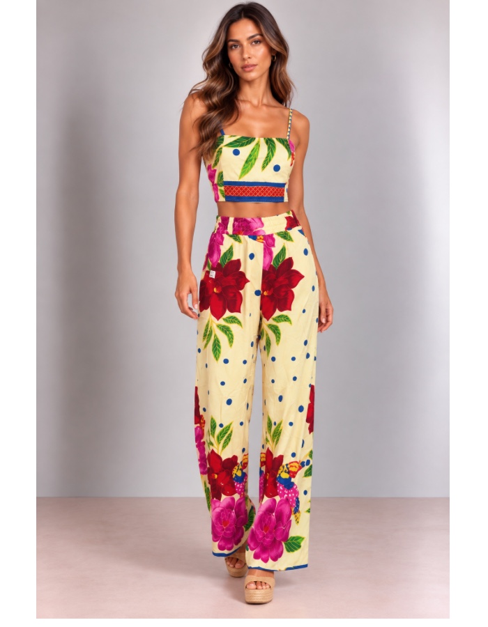 CONJUNTO CALÇA E TOP ESTAMPADO 