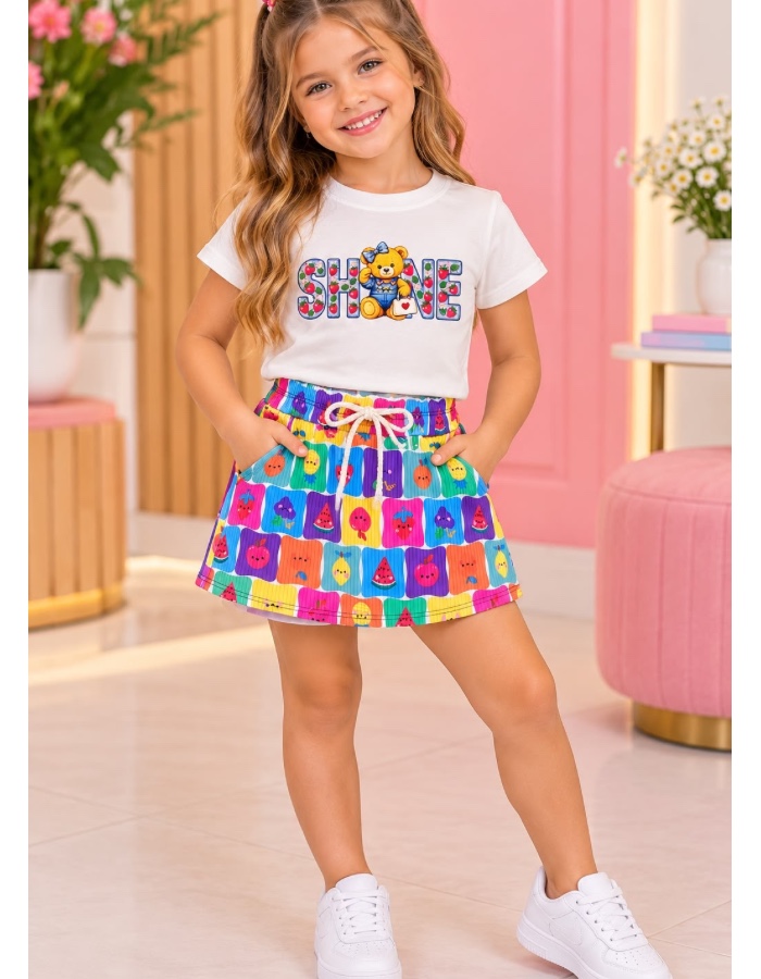 Conjunto short saia shine frutas 