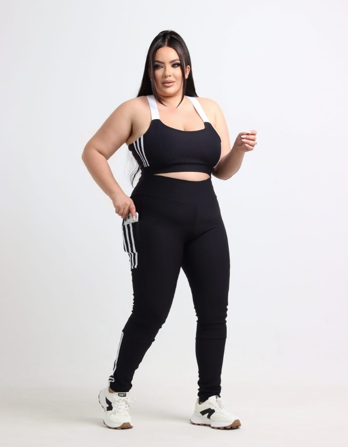 CONJUNTO CALÇA BOLSO TOP ALÇA LARGA PLUS