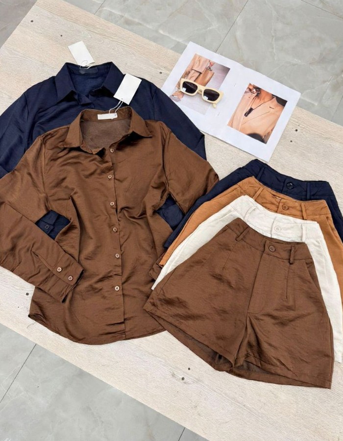 CAMISA M/L + SHORT CETIM