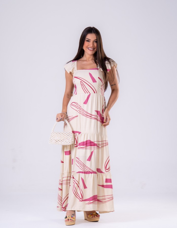 VESTIDO LONGO BABADINHO OMBRO (VISCOLINHO) 