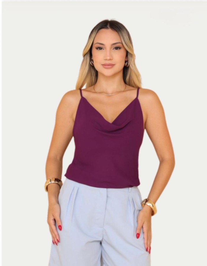 BLUSA REGATA CREPE FORRADA CAÍDA