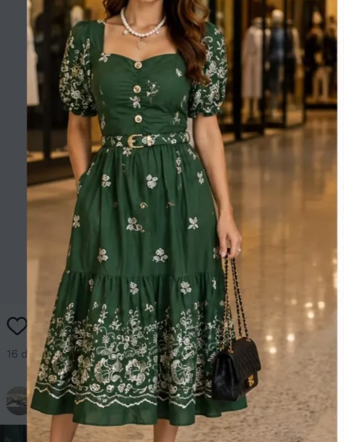 vestido BORDADO BOTÕES