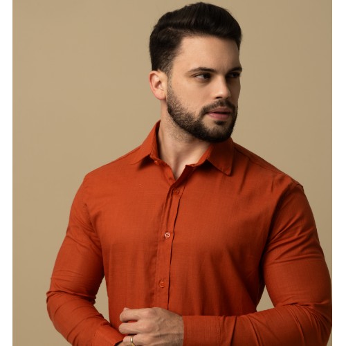Camisa manga longa linho gola tradicional