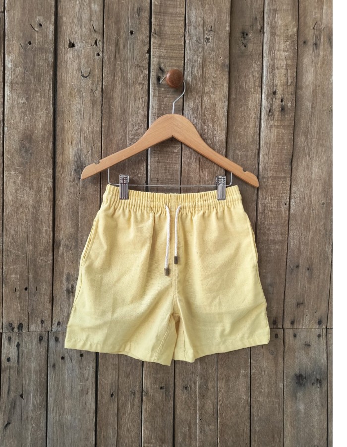 SHORT MAURICINHO LINHO AMARELO PASTEL