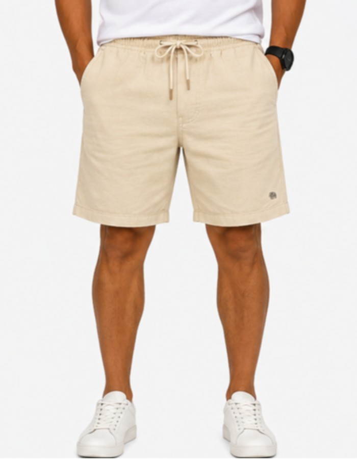 Bermuda Masculina Creme com Elástico e Cordão