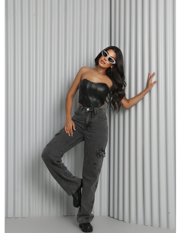 Calça Cargo  JEANS AZUL 