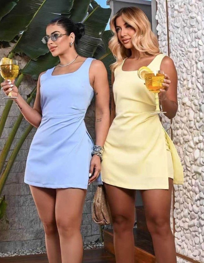 Vestido Alfaiataria Forrado com Short