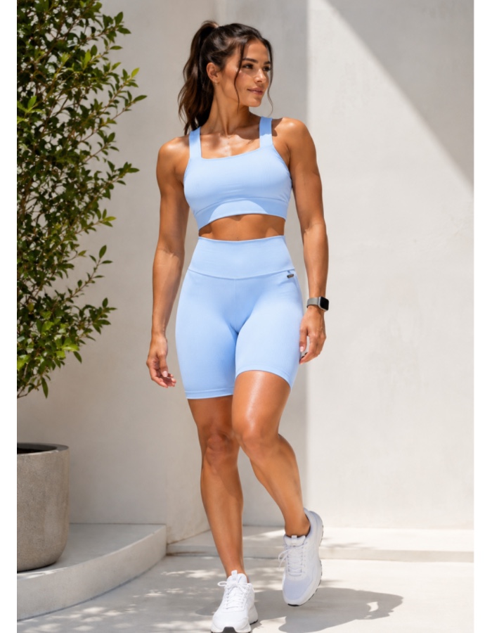 conjunto de short canelado de poliamida 