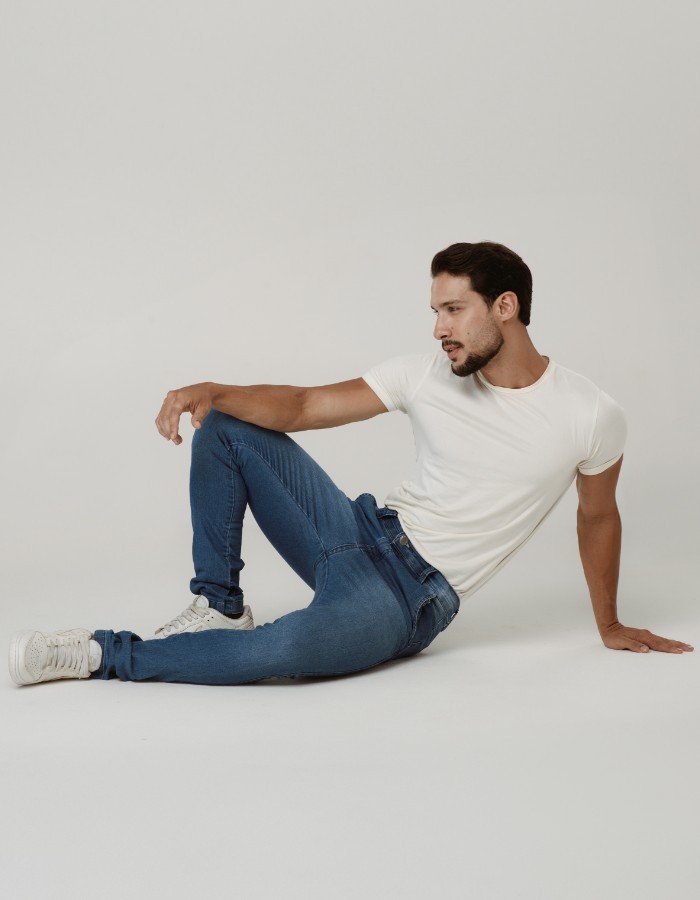 CALÇA ALFAIATARIA JEANS DEST. PIST. L. CINZA