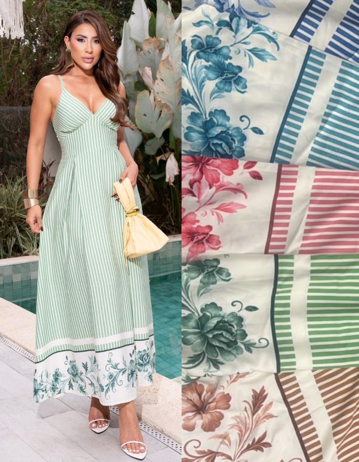 VESTIDO ALÇA LISTRADO