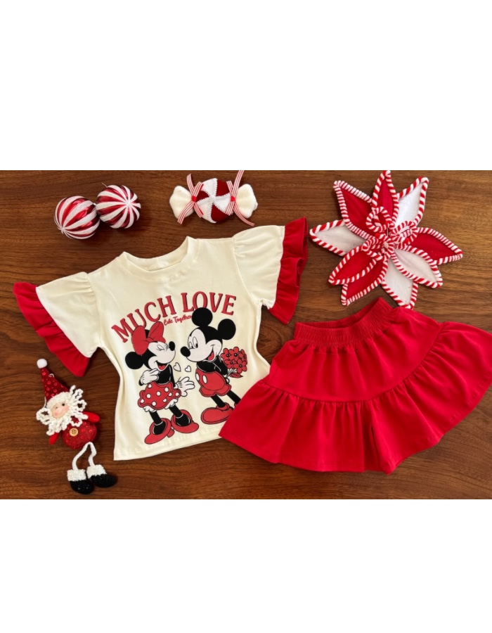 CONJUNTO COTTON BABADO (Não é saia/ É UM SHORT)