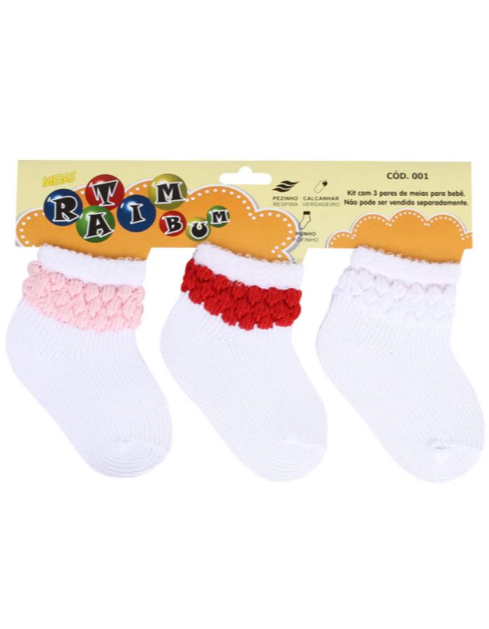 MEIA KIT C/3 001 PIPOKINHA 0 A 6 MESES RATIMBUM