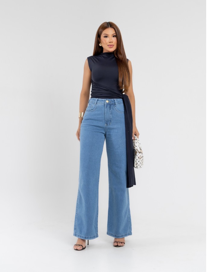 CALÇA WIDE LEG 100% ALGODÃO