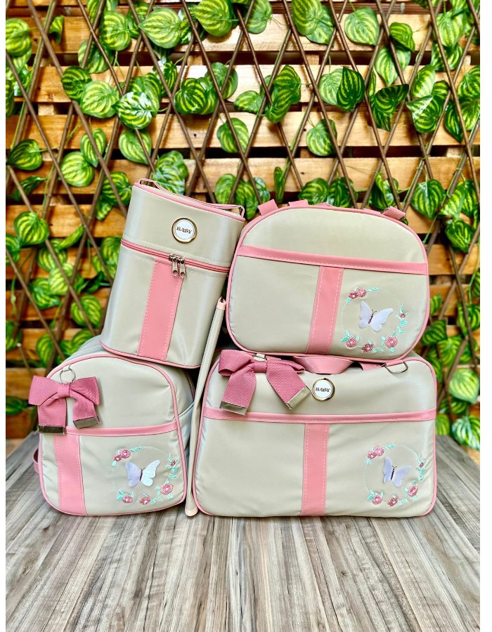 CONJUNTO BOLSA 05 PEÇAS BORDADA