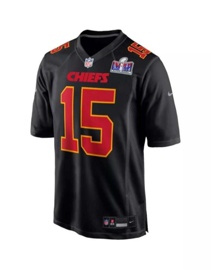  Chiefs Super Bowl LVIII Patrick Mahomes Black Kansas #15